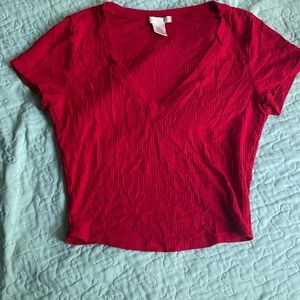 Bozzolo Red Fitted Crop T-Shirt